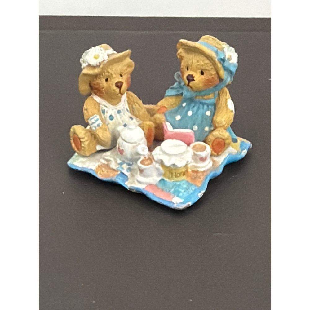 1995 Cherished Teddies Tea Party Picnic Figurine Priscilla Hillman Polka Dots
